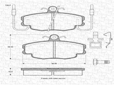 MAGNETI MARELLI 363702161018 -  Комплект тормозных колодок, дисковый тормоз